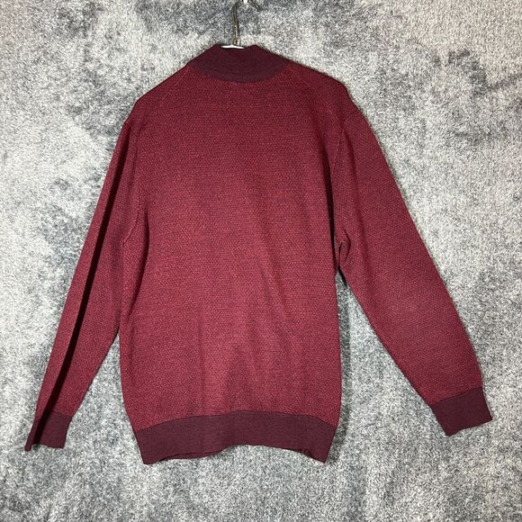 Untuckit 1/4 Zip Mens Large Red Sweatshirt Belguardo 100% Merino Wool Pullover - Picture 2 of 8